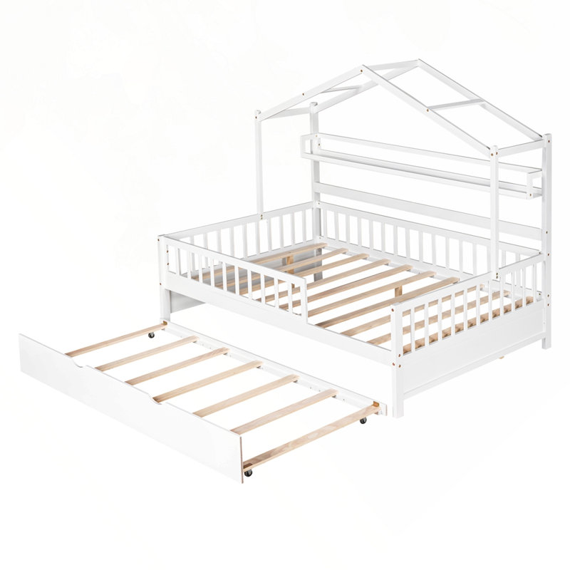 Lit simple en bois avec lit gigogne, Double
