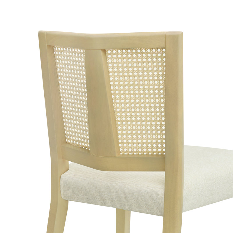Ensemble de 2 chaises de salle à manger en bois avec dossier en rotin