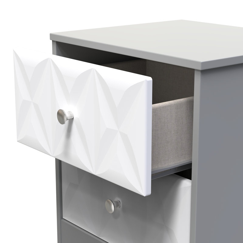 San Jose Bedside Table, White Matt/Dusk Grey