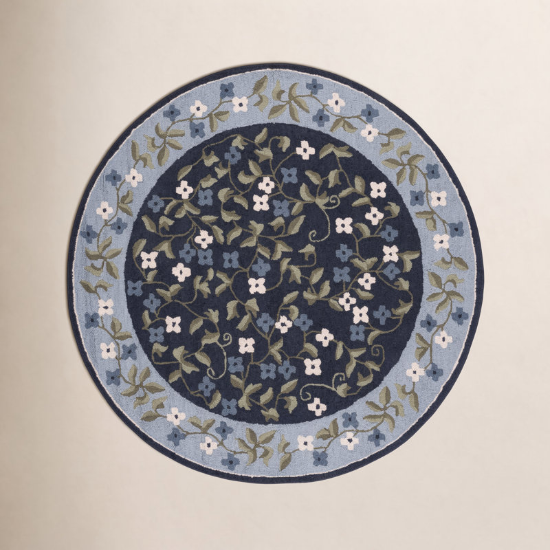 Tapis d'extérieur en laine et coton touffeté à la main Sadee Martha Stewart, Rond 6 pi