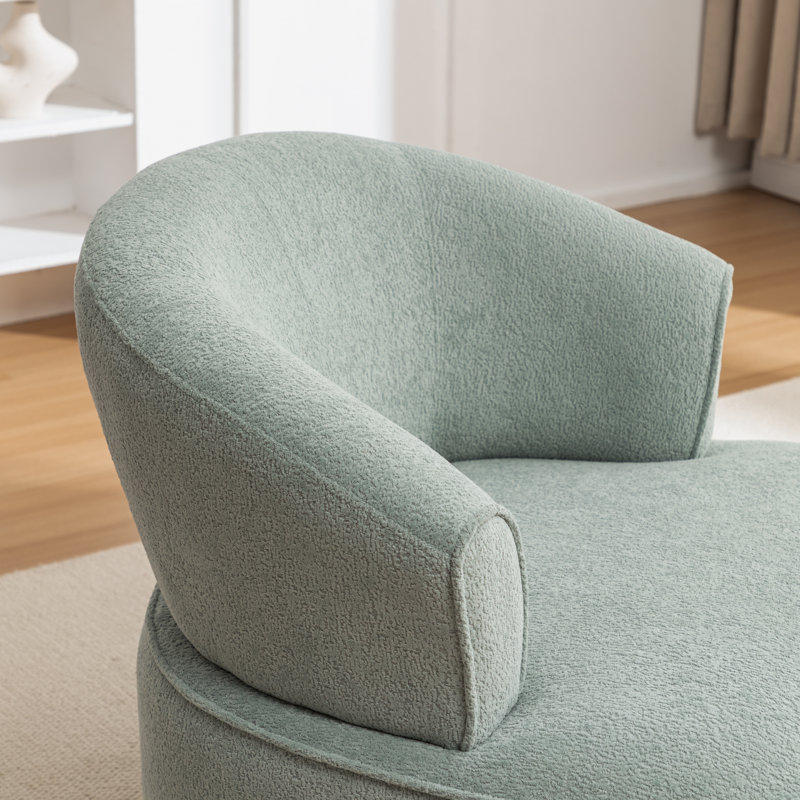 Armenakis 33'' Wide Upholstered Polyester Swivel Chair With Ottoman, Teal Polyester