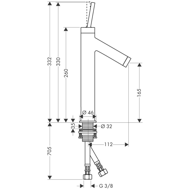 Starck Single Hole Standard Bathroom Faucet, Brushed Nickel