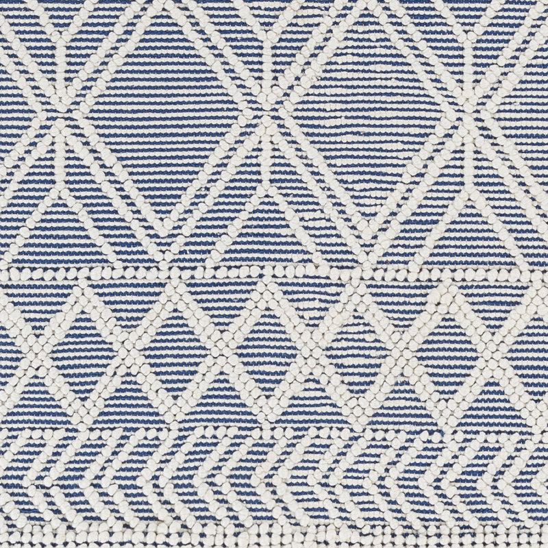 Geometric Flatweave Recycled P.E.T. Area Rug in Blue, Runner 2'6" x 8'