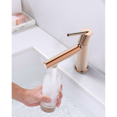 Rose Gold Bathroom Faucet Deck Mount - 1 Hole, Single Lever, Water Efficient Mode, Scratch- Plating, User- Install Technique For Mounting Flow & Fountain Option, Material, Quick Procedure