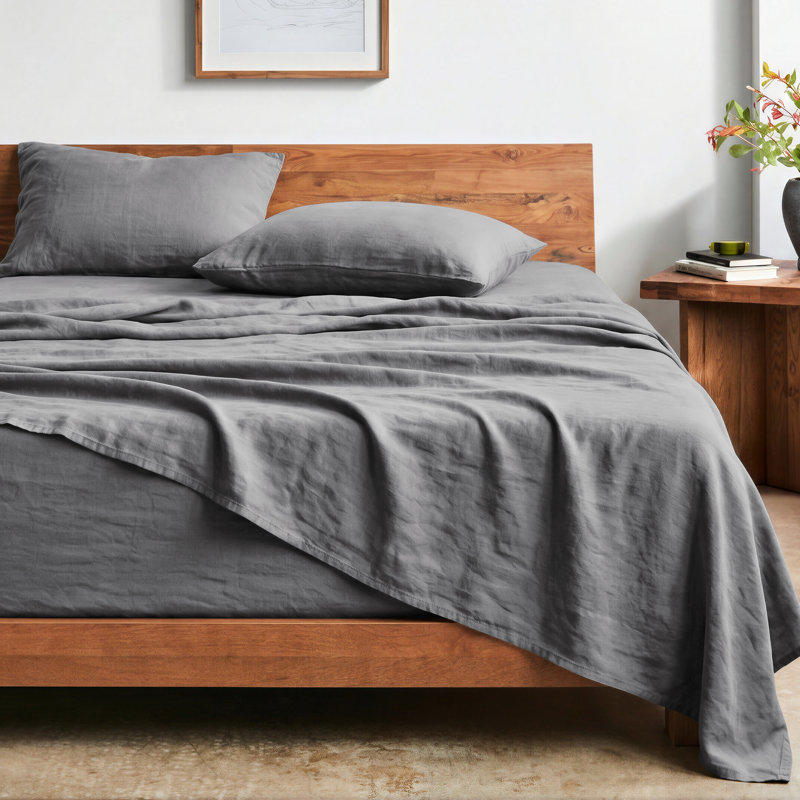 Washed Ultra-soft Microfiber Sheet Set, King Sheet Set with 2 Pillowcases, Gray