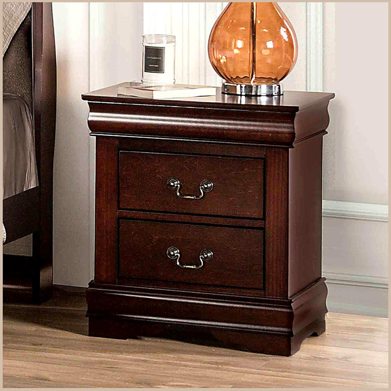 1pc Table de chevet à l'épreuve de la poussière avec tiroirs à queue d'aronde anglaise, Cherry