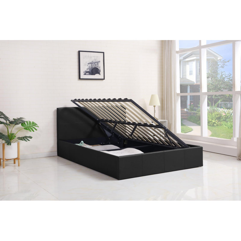 Violetta Upholstered Ottoman Storage Bed, Black, Double (4'6)
