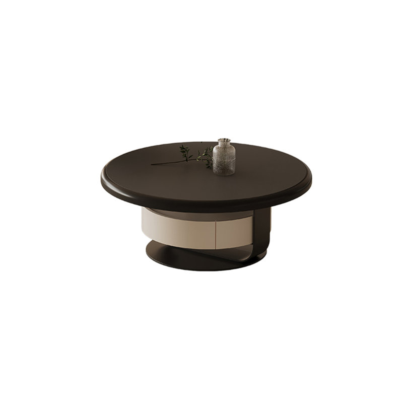 Wood Coffee Table with Rock plate countertop, 14.17" H x 35.43" L x 35.43" W