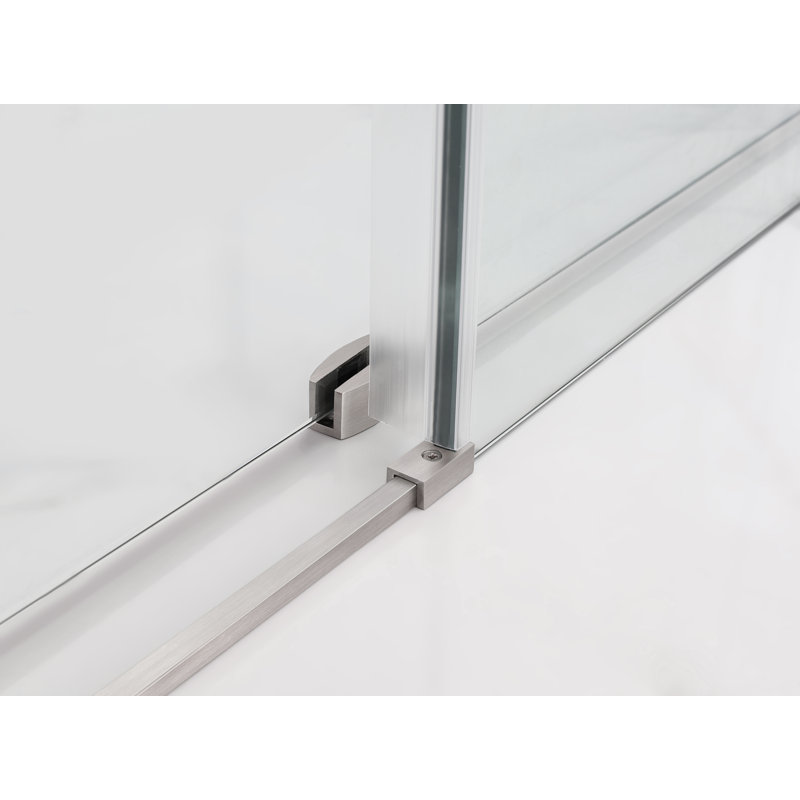 Coraline Frameless Sliding Shower Enclosure in Stainless Steel and Clear Glass