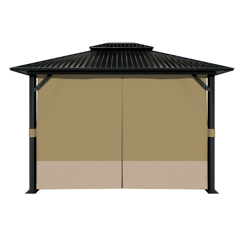 Aoodor Replacement 4-Panel Gazebo Sidewall Curtains, 82.7" H x 144" W x 192" D, Khaki and Sand Yellow