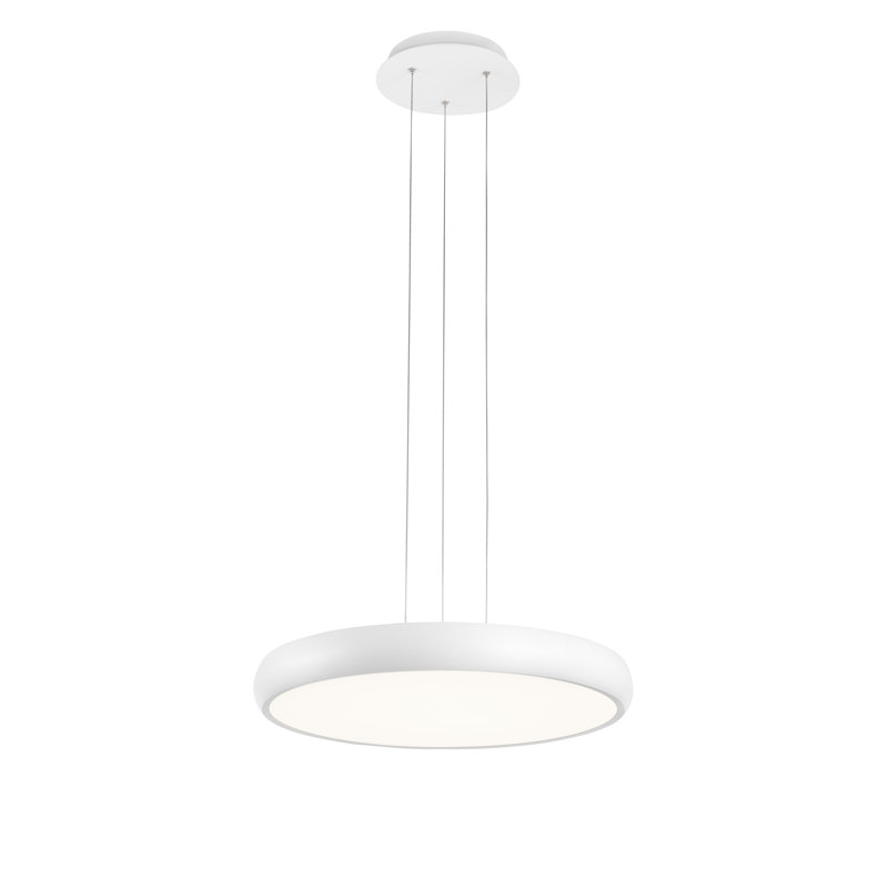 1 - Light LED Drum Pendant, White