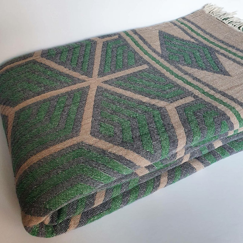 Lathan Throw Blanket, W222 x L245cm, Bottle Green