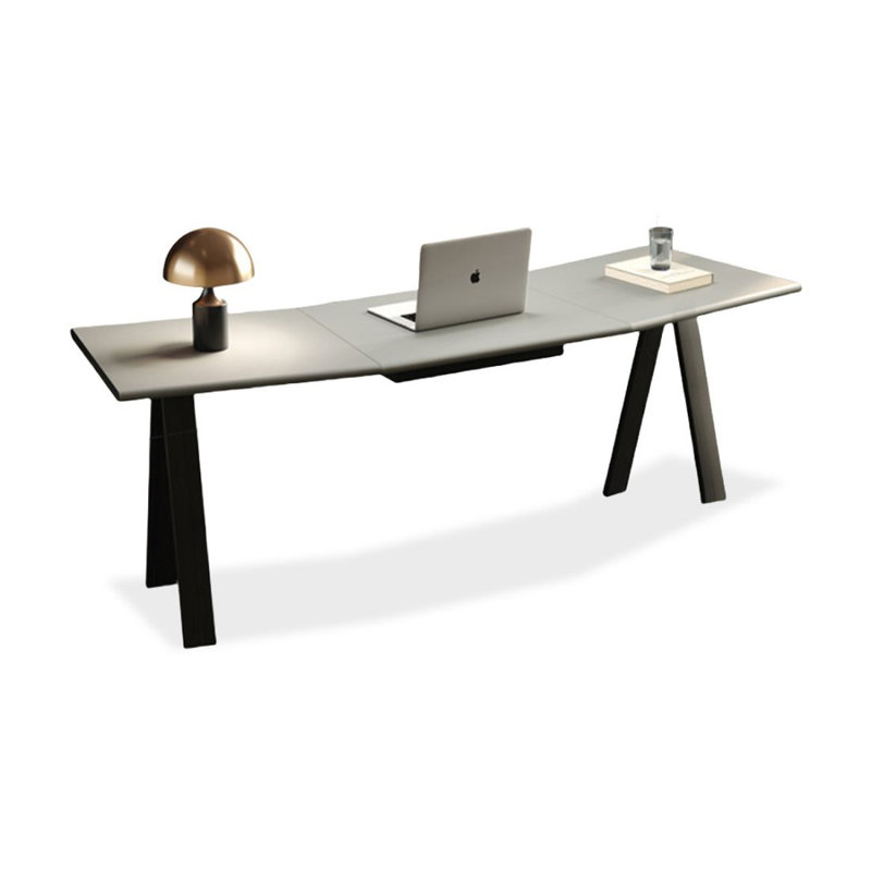 Bureau d'écriture en bois manufacturé gris, H 29,53 po x l 62,99 po x P 27,56 po