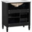 Meuble-lavabo de 30 po avec lavabo simple, structure en bois massif, planches, noir, un tiroir rabattable, deux tiroirs, une tablette réglable, beaucoup de rangement et de style, facile à assembler