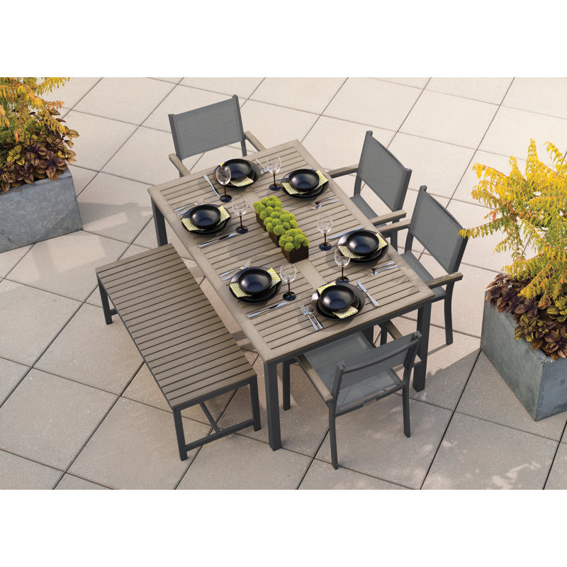 Travira Outdoor Picnic Bench, Carbon, Vintage Tekwood