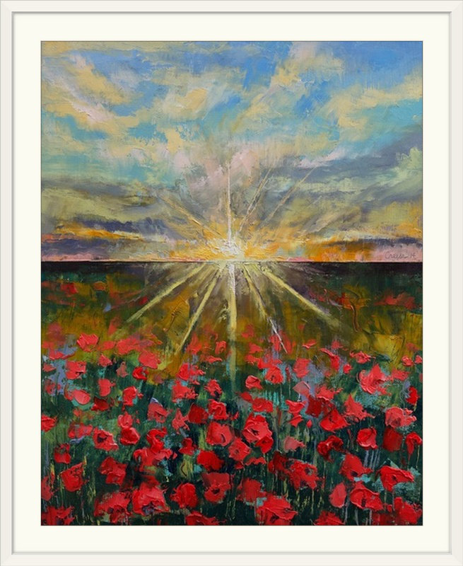 « starlight pops landscape » par l’impression de peintures Michael Creese, H 23 po x l 20 po x P 1 po, Cadre blanc