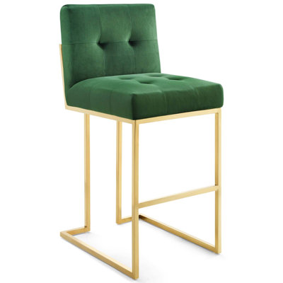 Privy Stainless Steel Performance Velvet Bar Stool by Modway