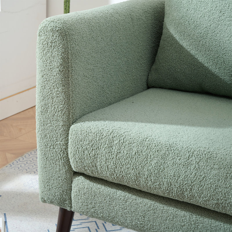 Chaise d'appoint avec pieds en bois et coussin moelleux, Ours en peluche vert