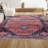 Lesandra Geometric Medallions Machine-Washable Terracotta/Navy Rug-1793166390