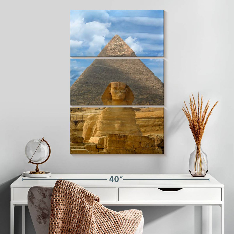 Sphinx Masam et pyramide à Gizeh, H 32 po x l 20 po