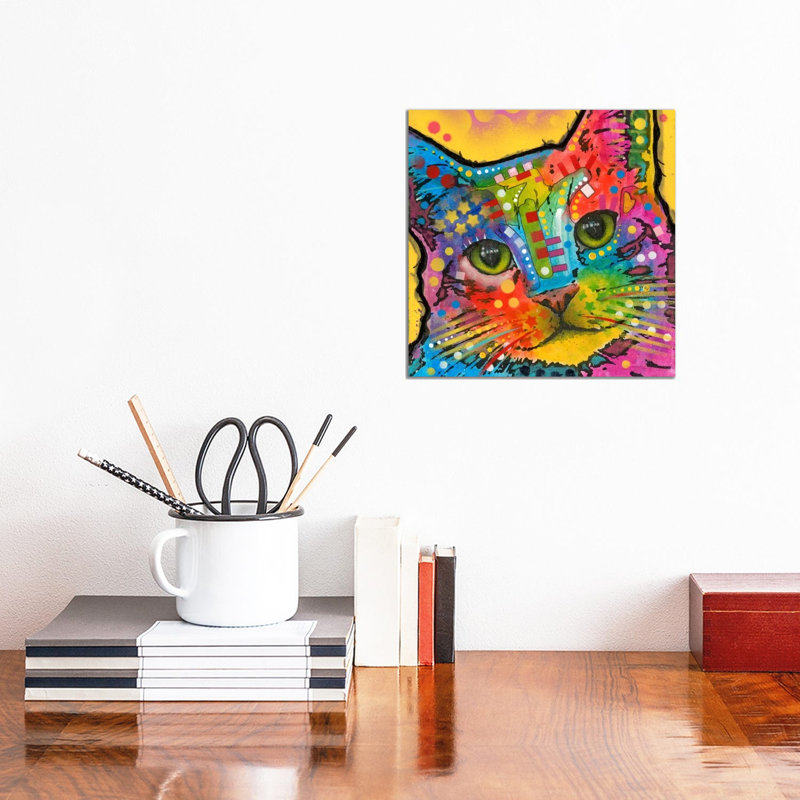 Tilt Cat 1 Piece Wall Art on Canvas, 30.48 cm H x 30.48 cm W, No Frame