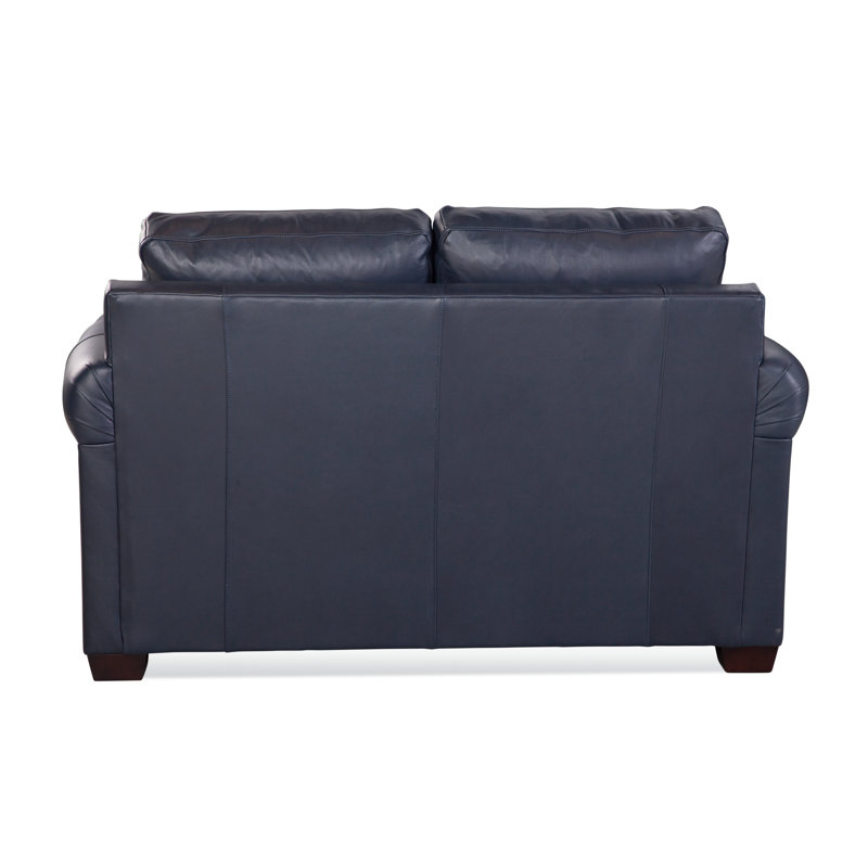 Bedford Leather Loveseat, Luxtan Navy, Java