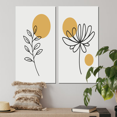 Art floral mural lune, peinture abstraite rétro - conception florale rétro créative avec pleine lune I