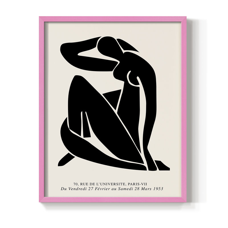 Matisse LVI, reproduction encadrée - bois massif, Cadre photo rose simple, H 10 po x l 8 po