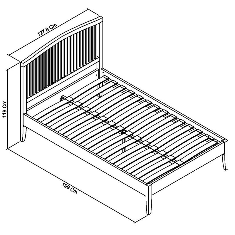 Lund Solid Wood Bed, Soft Grey, Small Double (4')