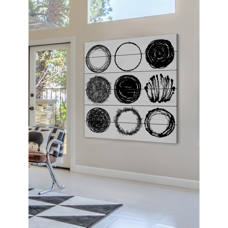 « round nine », reproduction d’impression sur bois blanc, H 18 po x l 18 po