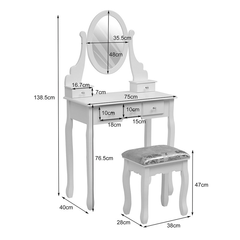Anasztazia Dressing Table with Mirror