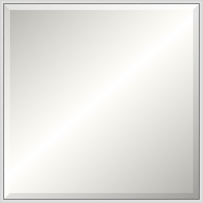 Floater 2 Solid Wood Beveled Mirror, Silver, Square, 23.25" x 23.25"