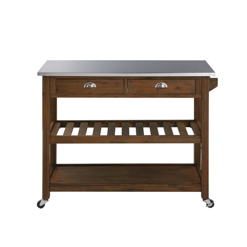 Corbi Kitchen Cart, Chestnut Wire-Brush
