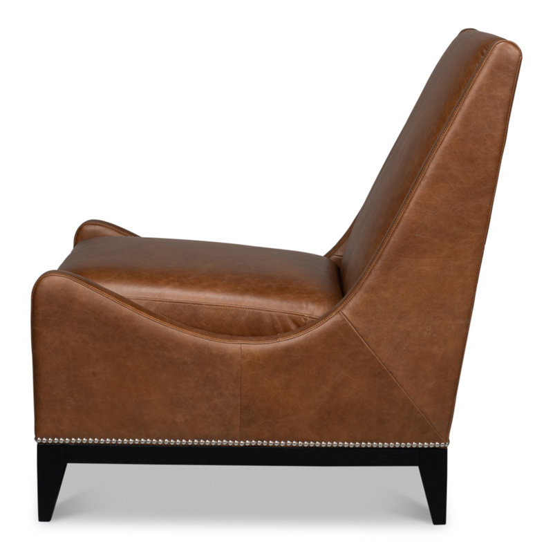 Brandy Armchair, Dark Brown Genuine Leather