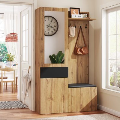 Hall Tree 100cm Wide with Bench and Shoe Storage