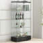 Vitrine moderne en verre avec lumières DEL, 4 tablettes, 2 tiroirs et assemblage rapide pour le rangement à la maison.-122751220