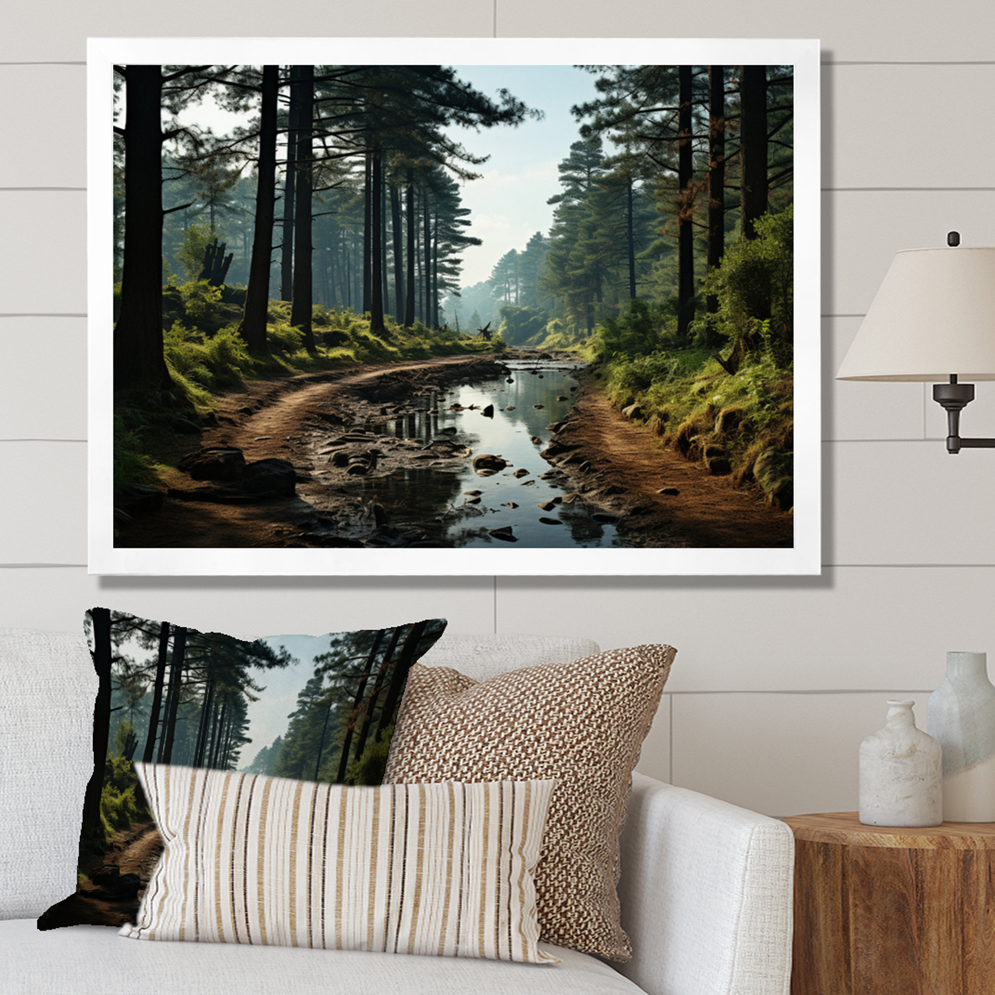 Loon Peak® Enchanted Pine Tree Forest Framed On Canvas Print | Wayfair