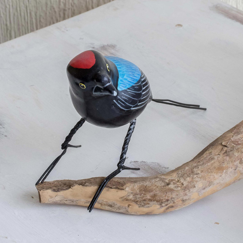  Handmade Long-Tailed Manakin Ceramic Sculpture