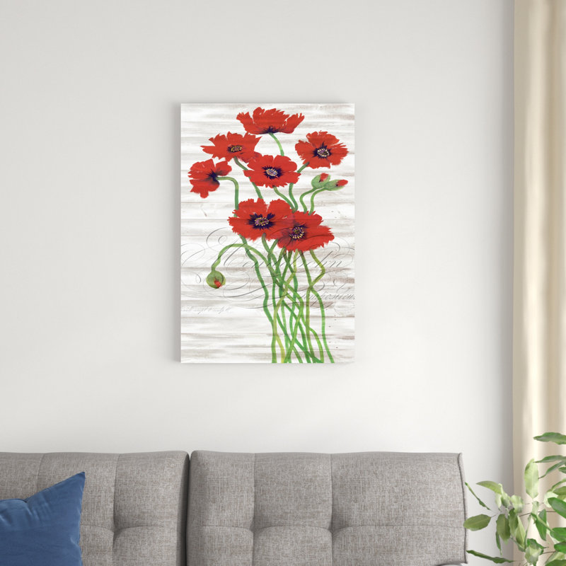 Panneau rouge coquelicot I, H 30 po x l 20 po