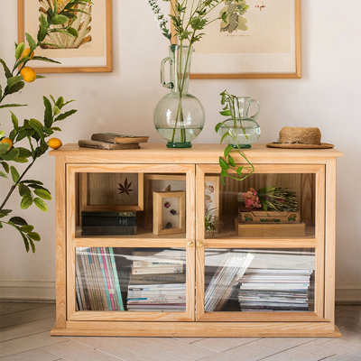 Burlywood Solid Wood+Tempered Glass Display Cases