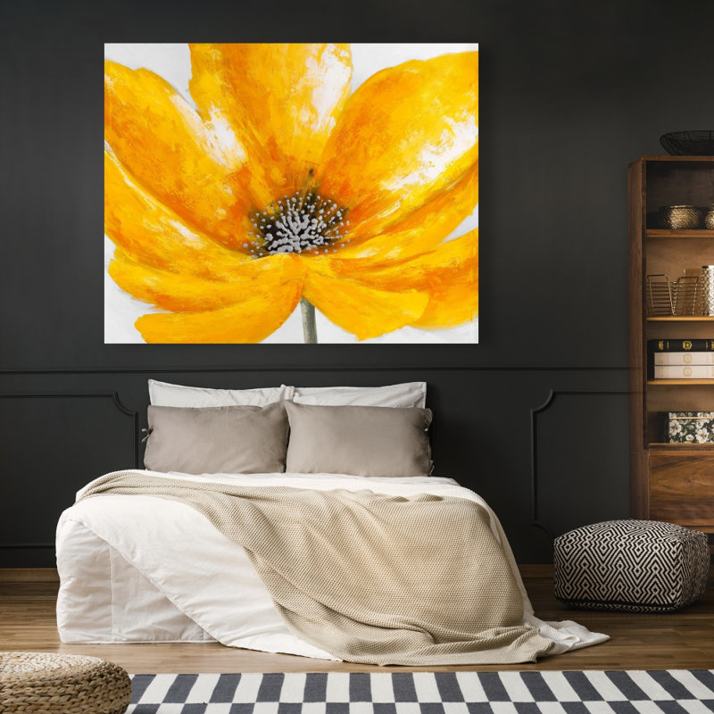 Grande fleur jaune - toile florale jaune pour la décoration intérieure
