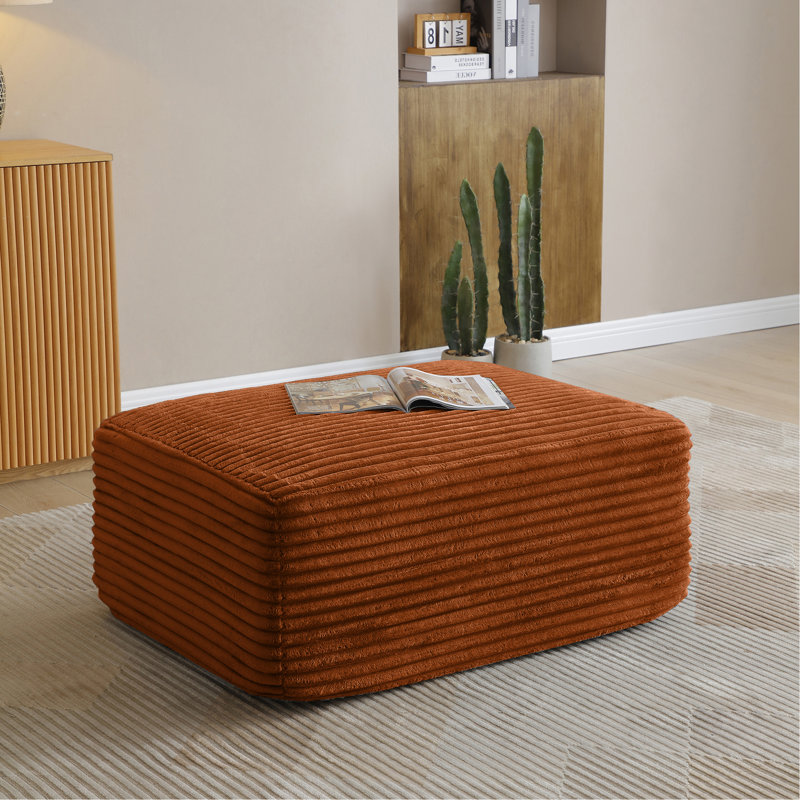 Corduroy Ottoman, Upholstered Cloud Ottoman For Boneless Couch In A Box, Compressed Memory Foam Footrest No Assembly Require (ONLY OTTOMAN)