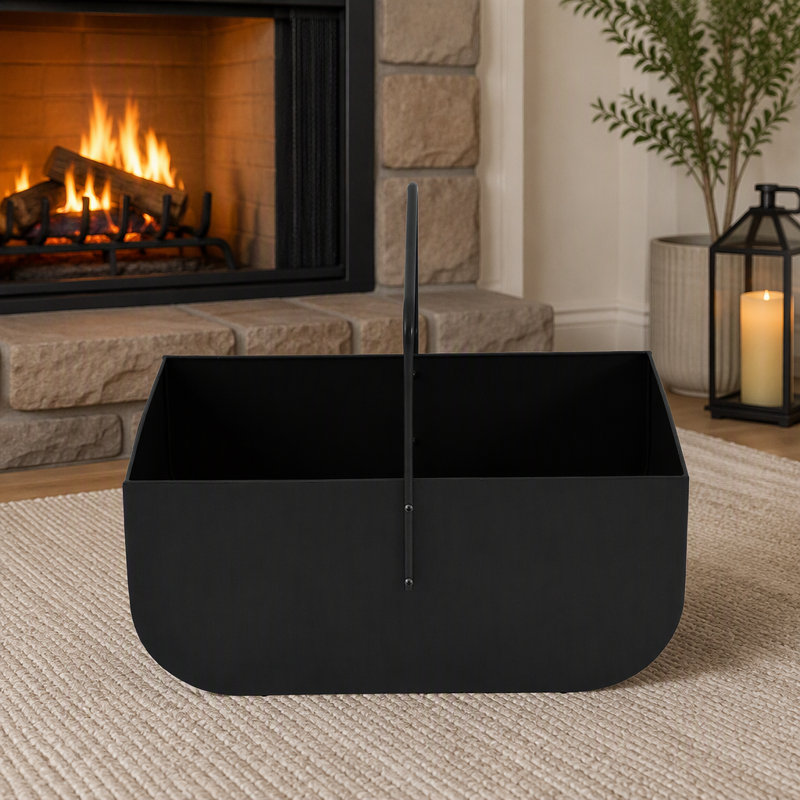 Modern 3‑Piece Fireplace Accessory Set with Log Rack, Firewood Storage Bucket and Complete Fireplace Tools for Home Hearth