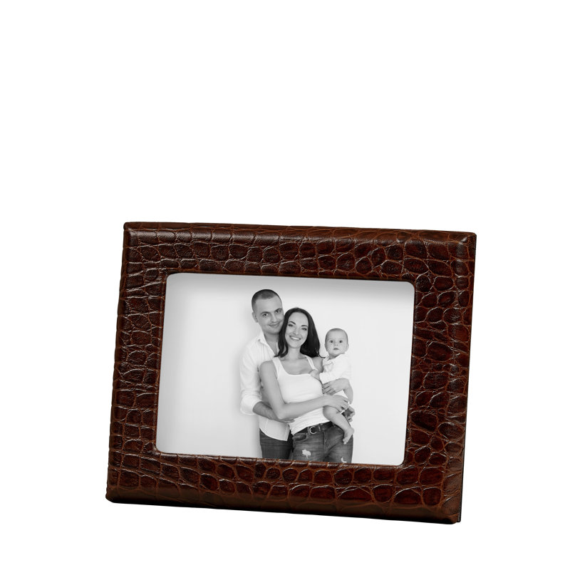 Leather Picture Frame, 5" W x 7" H, Brown Croc
