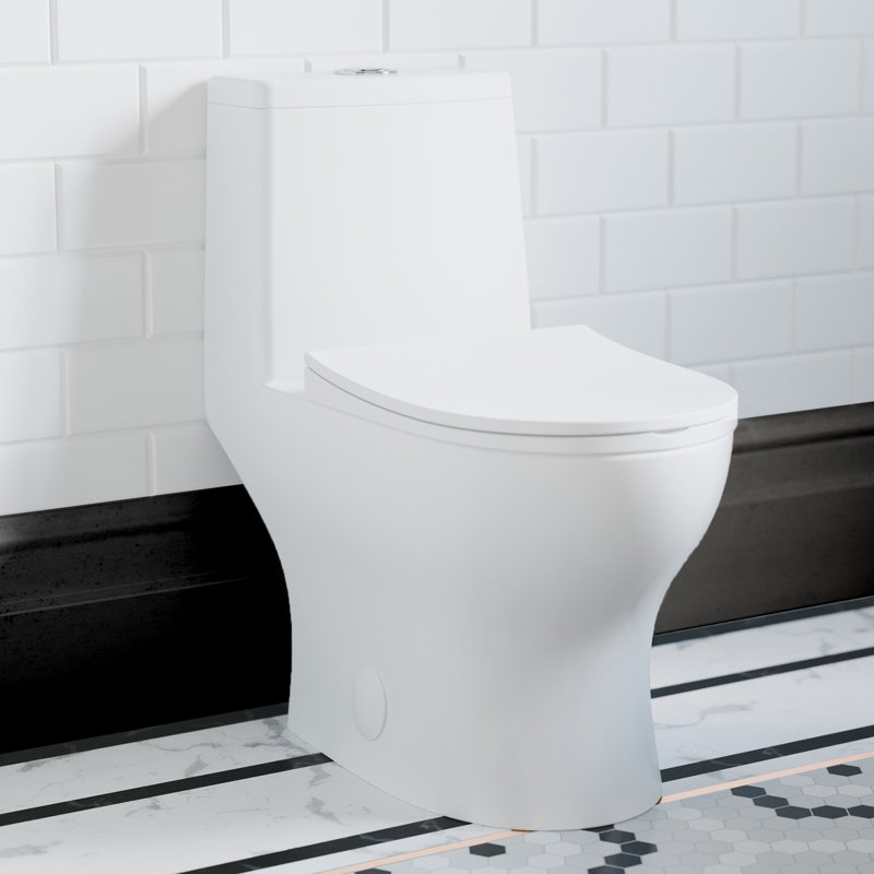 Toilette allongée une pièce à double chasse Vortex de 1,1/1,6 gallon par chasse Ivy, Blanc, 10, Top