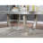 1Pc Dining Table W Leaf U-Trestle Base Mirror Insert Table Top Metallic Silver Dining Room