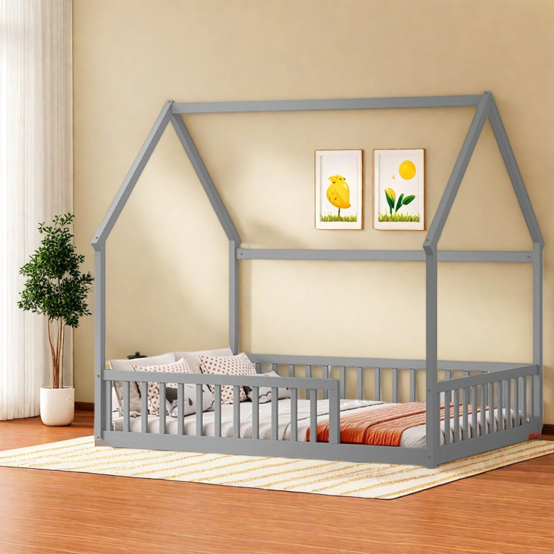 Lits pour plancher Safe House, chambre d'enfant pleine grandeur en bois de pin