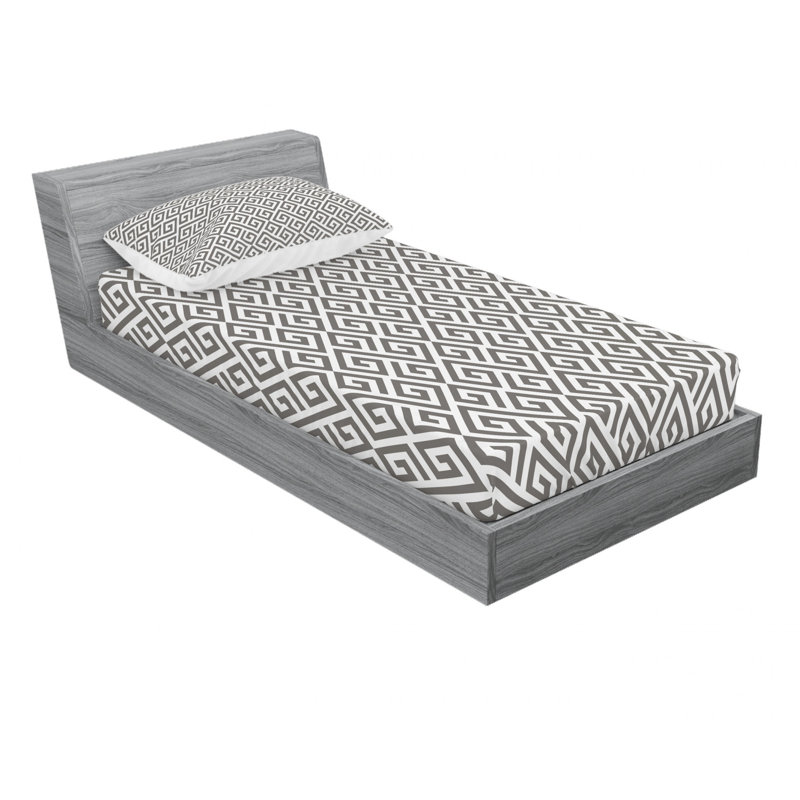 Ensemble de draps à géométrie détaillée avec labyrinthe, Ensemble de draps pour lit simple avec drap-housse