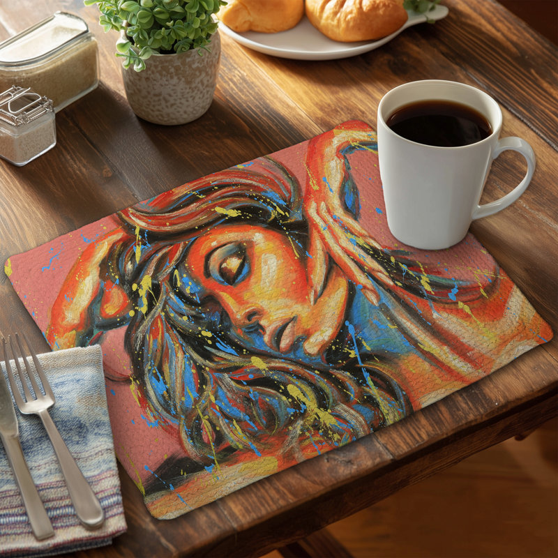 Dance the Colors Orange Braided Polyester Placemat - Home Decor