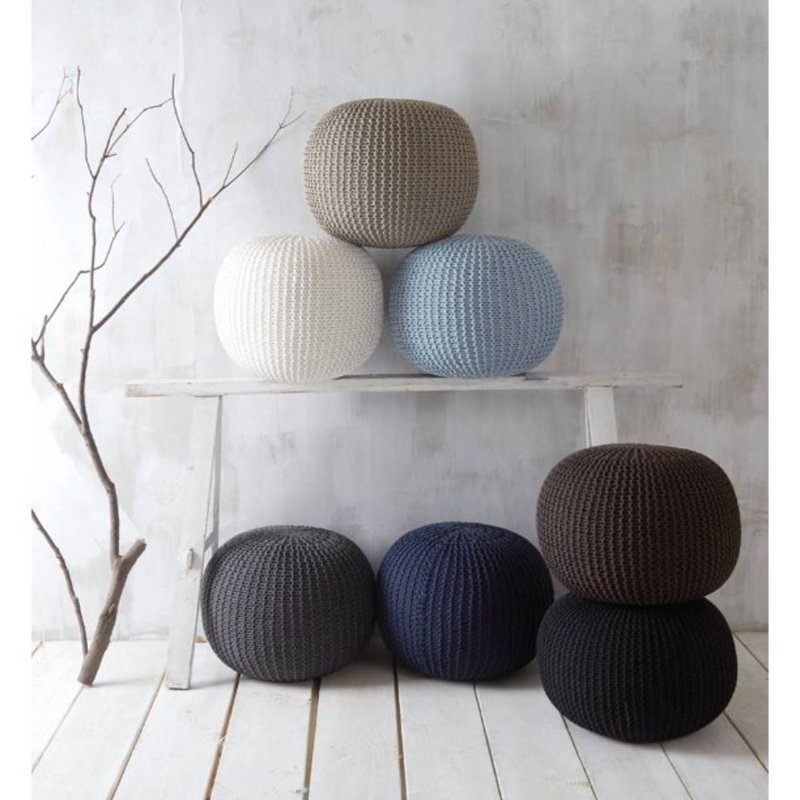 Bramble Upholstered Pouf, Grey